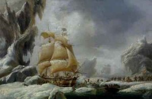 The Ship of Jules Dumont dUrville 1790-1845 Stuck in an Ice Floe in Antarctica