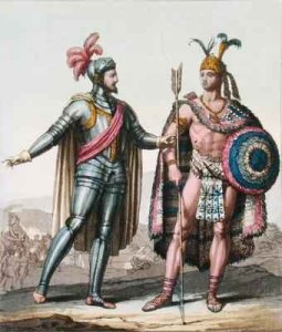 The Encounter between Hernan Cortes 1485-1547 and Montezuma II 1466-1520