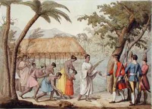 Captain Samuel Wallis 1728-1830 being received by Queen Oberea on the Island of Tahiti