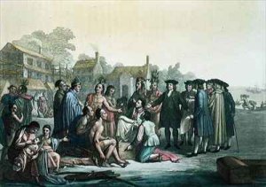 William Penn negotiating the treaty leading to the foundation of Pennsylvania