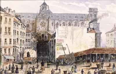 View of St Eustache seen from the Rue Montmartre