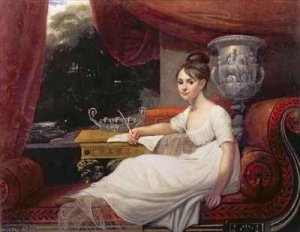 Portrait of Eleanor Anne Porden on a chaise longue