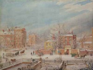 Marylebone Road at the Junction with Lisson Grove and Stingo Lane Showing the Philological School in Winter