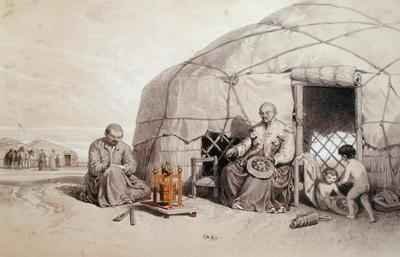 Kalmuks with a Prayer Wheel Siberia