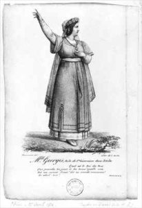 Mademoiselle George in the role of St Genevieve from Act II