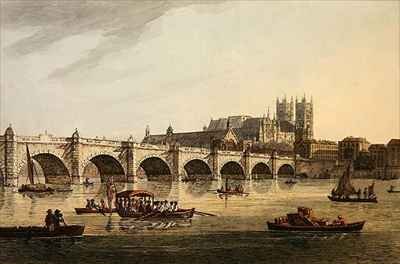 View of Westminster Bridge Abbey and Hall