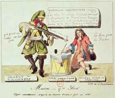 Missions of the 17th Century The Missionary Dragoon forcing a Huguenot to Sign his Conversion to Catholicism