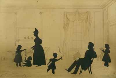 Silhouette of a family scene