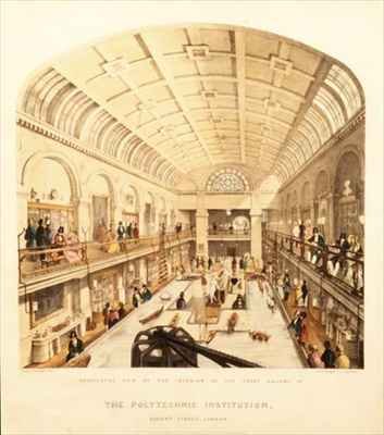 Interior view of the Great Gallery at the Polytechnic Institution Regent Street