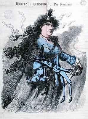 Caricature of Hortense Schneider 1833-1920 from the front cover of Le Drolatique