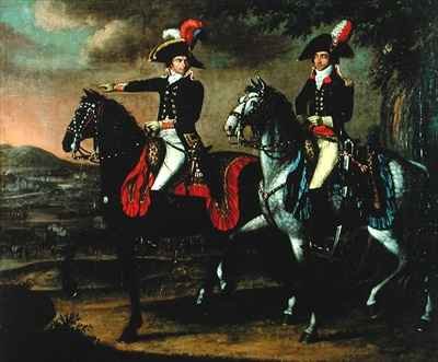 Equestrian Portrait of General Jean Baptiste Jourdan 1762-1833 and one of his aides de camp