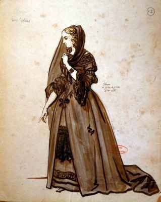 Costume design for the role of Dona Elvire in an 1847 production of Don Juan