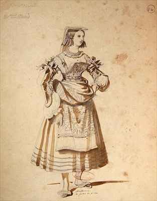 Costume design for Mathurine in an 1847 production of Don Juan