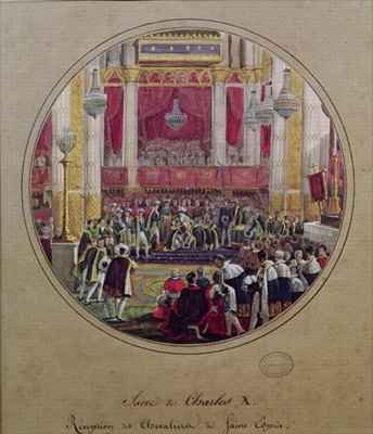 King Charles X 1757-1836 receiving the Knights of the Saint Esprit at Reims Cathedral on the 30th May