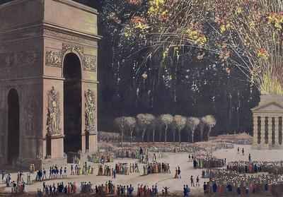 View of the Arc de Triomphe with Fireworks