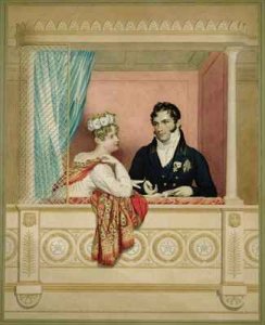 Princess Charlotte Augusta of Wales 1796-1817 and Prince Leopold of Saxe Cobourg Gotha 1790-1865 in their Box at Covent Garden