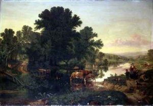 Wooded River Landscape with Cattle Watering