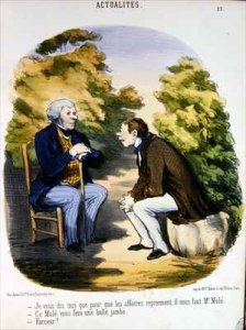 Two men discussing politics and the usefulness of the Comte de Mole