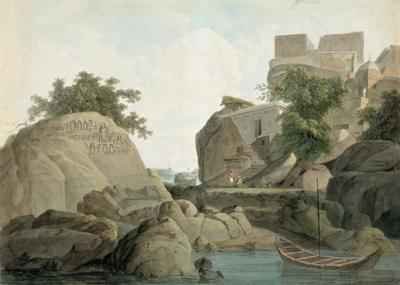 Fakirs Rock at Sultanganj on the River Ganges India