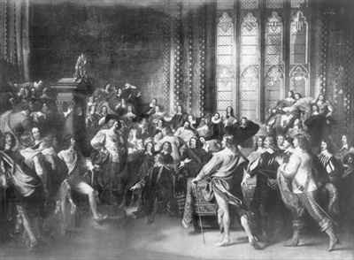 Charles I 1600-49 attempting to arrest five Members of Parliament