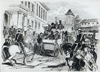 Arrival of the Government Conveyance at the Colonial Treasury Sydney