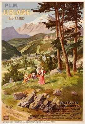 Poster advertising Uriage les Bains, Isere