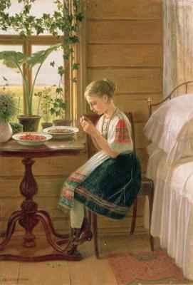 Girl Peeling Berries