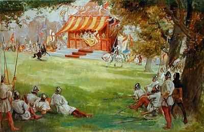 A Jousting Tournament, from 'Sir Nigel and the White Company' by Sir Arthur Conan Doyle's 1859-1930