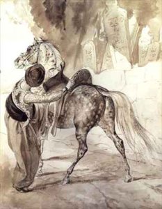 A Turk mounting a horse