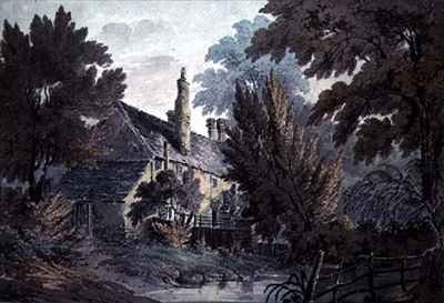 Landscape with house by a pond