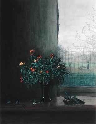 Vase of Flowers near an Open Window