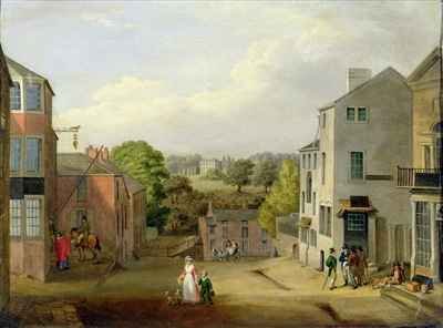 Street Scene in Chorley, Lancashire, with a View of Chorley Hall