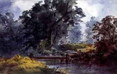 Landscape, with stream and tree