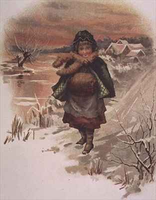 Girl on a snowy road