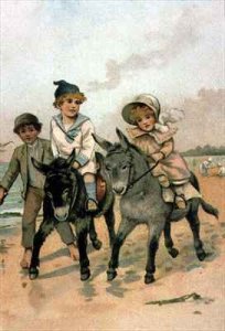 Children Riding Donkeys at the Seaside