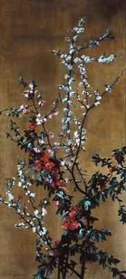 Japanese Cherry Tree and Hawthorn Branches