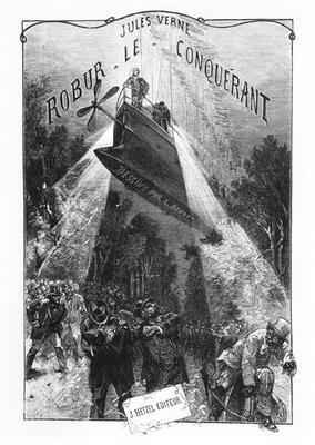 Frontispiece of 'Robur le Conquerant' by Jules Verne (1828-1905) Paris, Hetzel