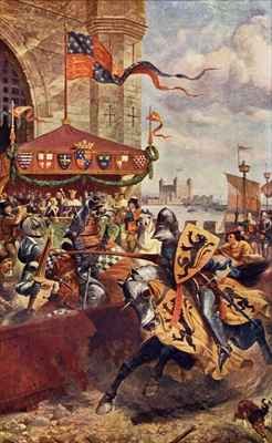 Solemn Joust on London Bridge between David de Lyndsays and Lord John de Welles in 1390