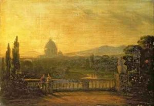 View of St.Peter's, Rome from the terrace of a villa