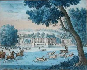 Chateau of the Duc de Bourbon and Hunting on the Lawn at Chantilly