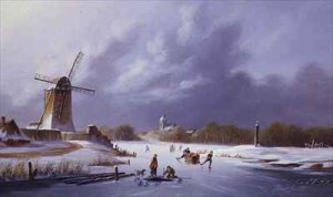 Dutch Frozen River Landscape