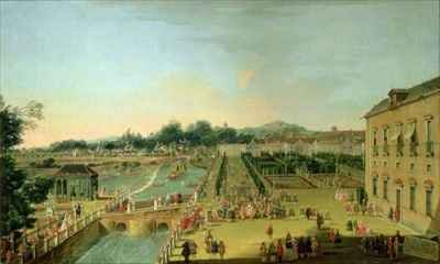 Ferdinand VI (1713-59) and Barbara of Braganza in the gardens of Aranjuez