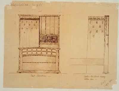 Design for a bedstead in English oak