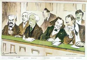 Caricature of Gabriel Faure (1845-1924) presiding over the Jury du Conservatoire