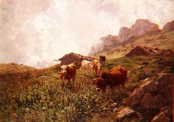 Cattle in an Alpine Landscape