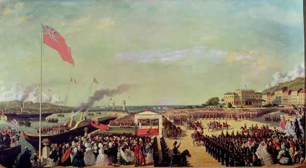 Napoleon III (1808-73) Welcoming Queen Victoria (1819-1901) at the Port of Boulogne