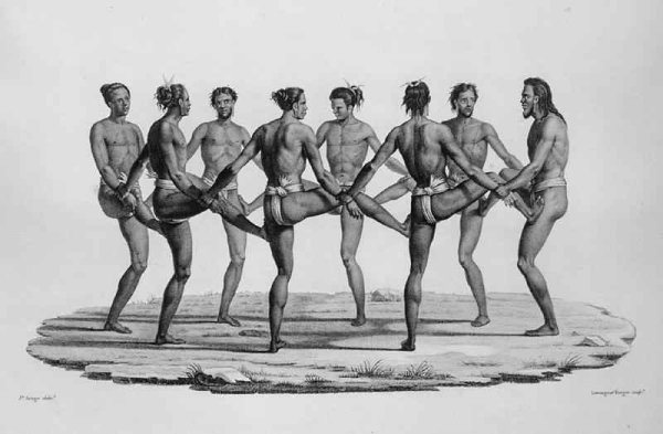 Native Dance in the Caroline Islands, from 'Voyage Autour du Monde sur les Corvettes de L'Uranie 1817-20'