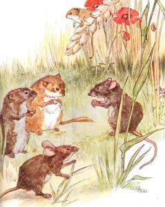 'Am staying with friends in the country', illustration from 'The Mischievious Mousie Book'