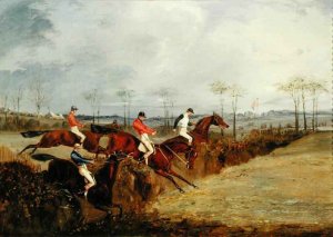 A Steeplechase, Taking a Hedge and Ditch