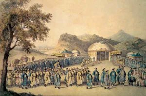 The Approach of the Emperor of China to his tent in Tartary to receive the British Ambassador, George